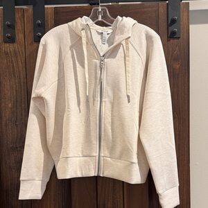 SPANX Cream Zip-Up Hoodie Jacket